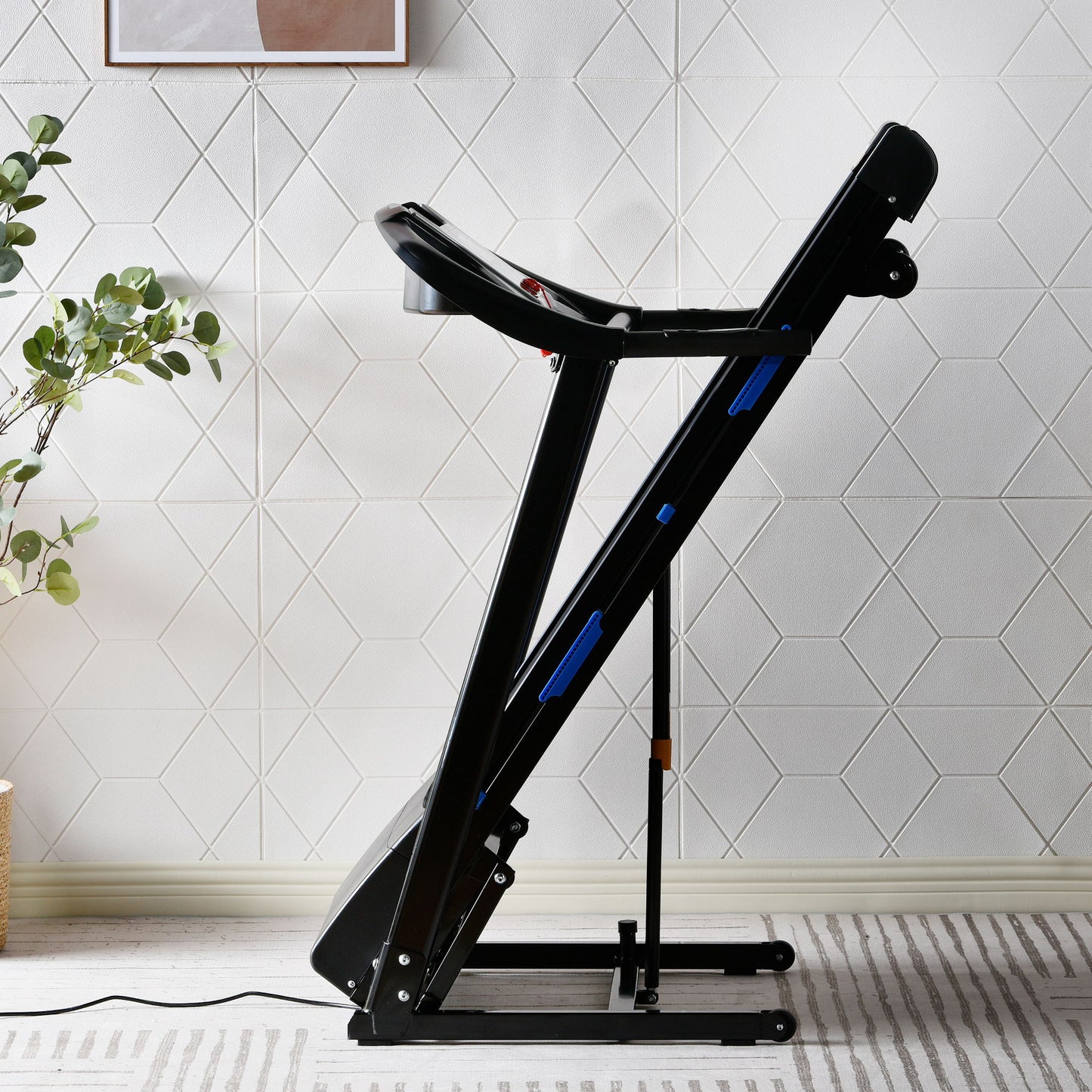 Treadmills For Home, Electric Treadmill With Automatic Incline, Foldable 3.5Hp Workout Running Machine Walking, Double Running Board Shock Absorption Pulse Sensor Bluetooth Speaker App Fitshow - Black Daily Nest