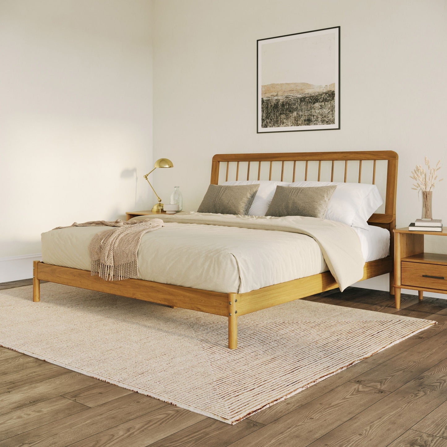 King Spindle Bed Mid Century Modern - Caramel Walker Edison