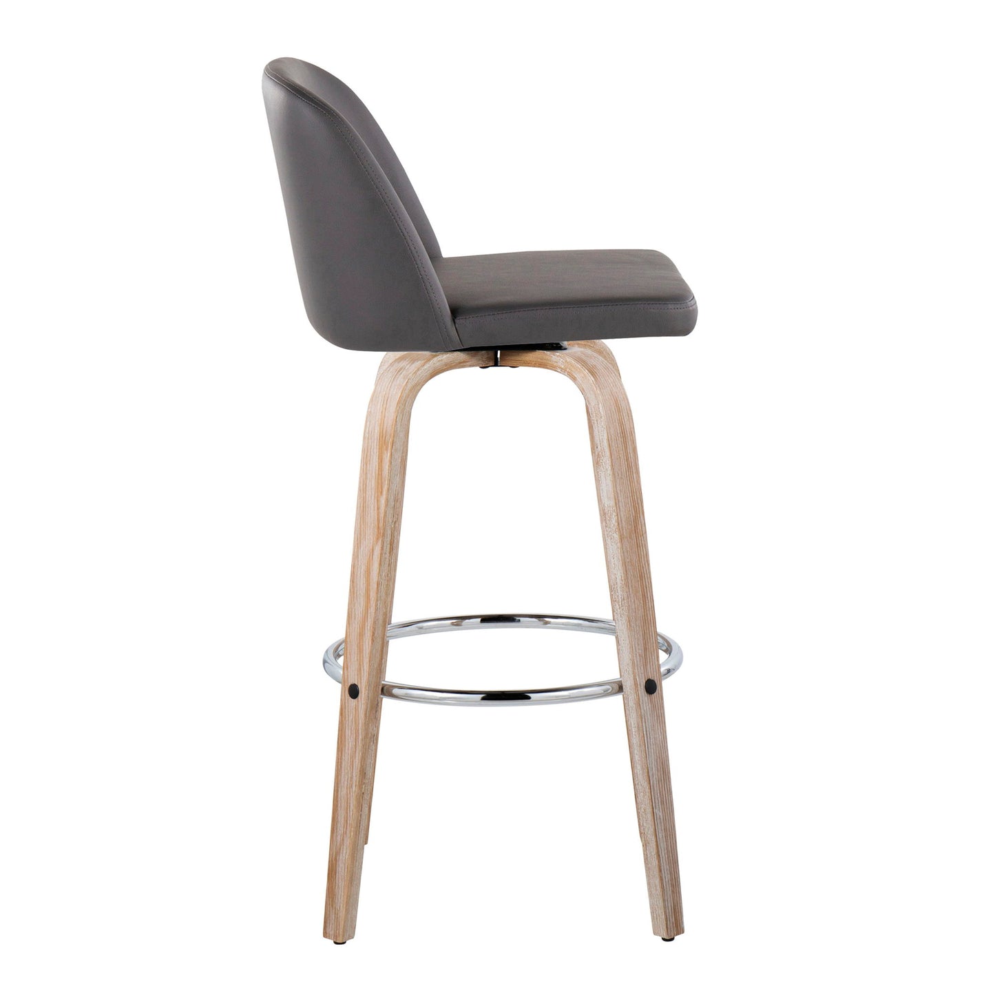 Toriano - Contemporary Fixed Height Barstool With Swivel & Round Footrest (Set of 2) Lumi Source