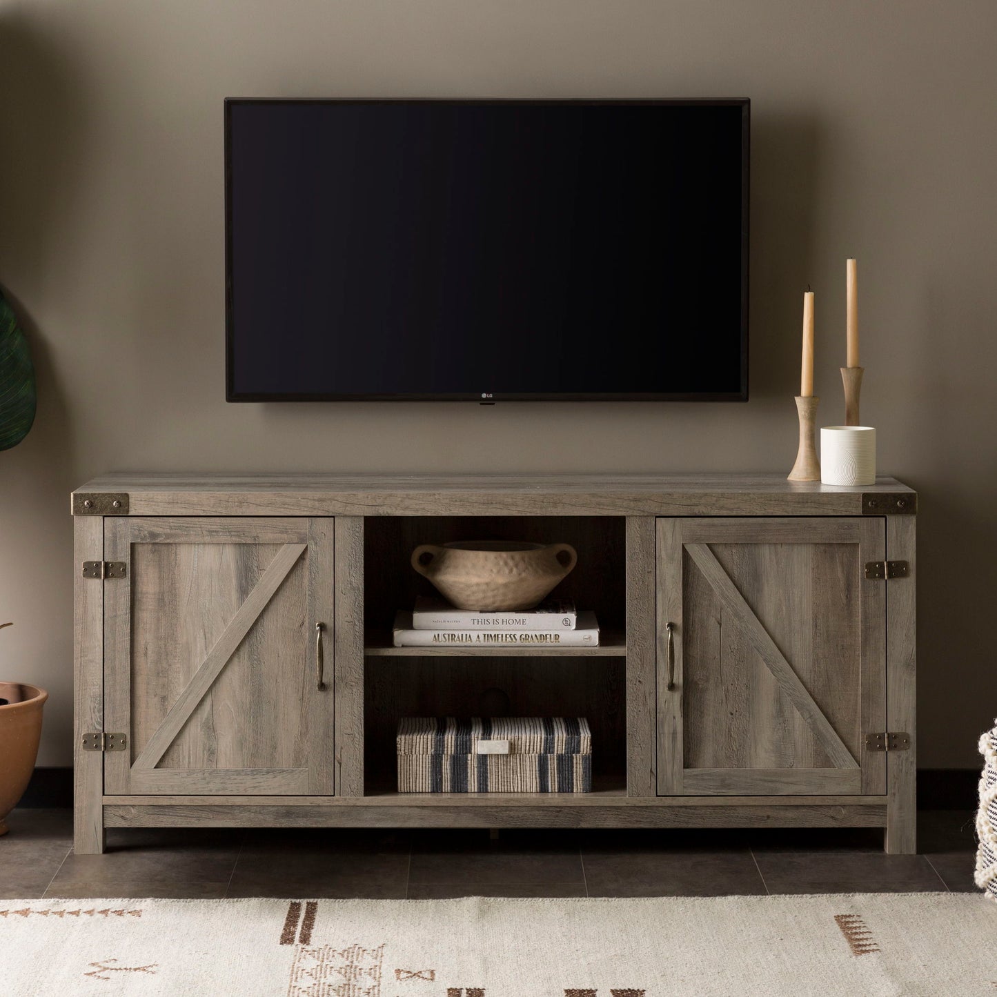 Farmhouse Barn Door TV Stand For TVs Up To 65" Walker Edison
