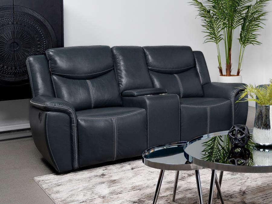 Sloane - Upholstered Padded Arm Reclining Loveseat - Blue Coaster Fine Furniture