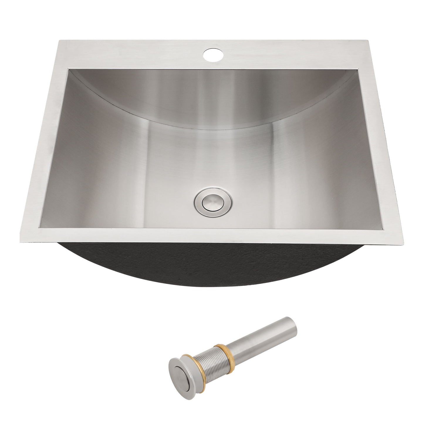 21 X 17" Drop In Bathroom Sink With Pop Up Drain, Stainless Steel Su304, Durable & Rust Resistant, Easy Installation - Brushed Nickel Daily Nest