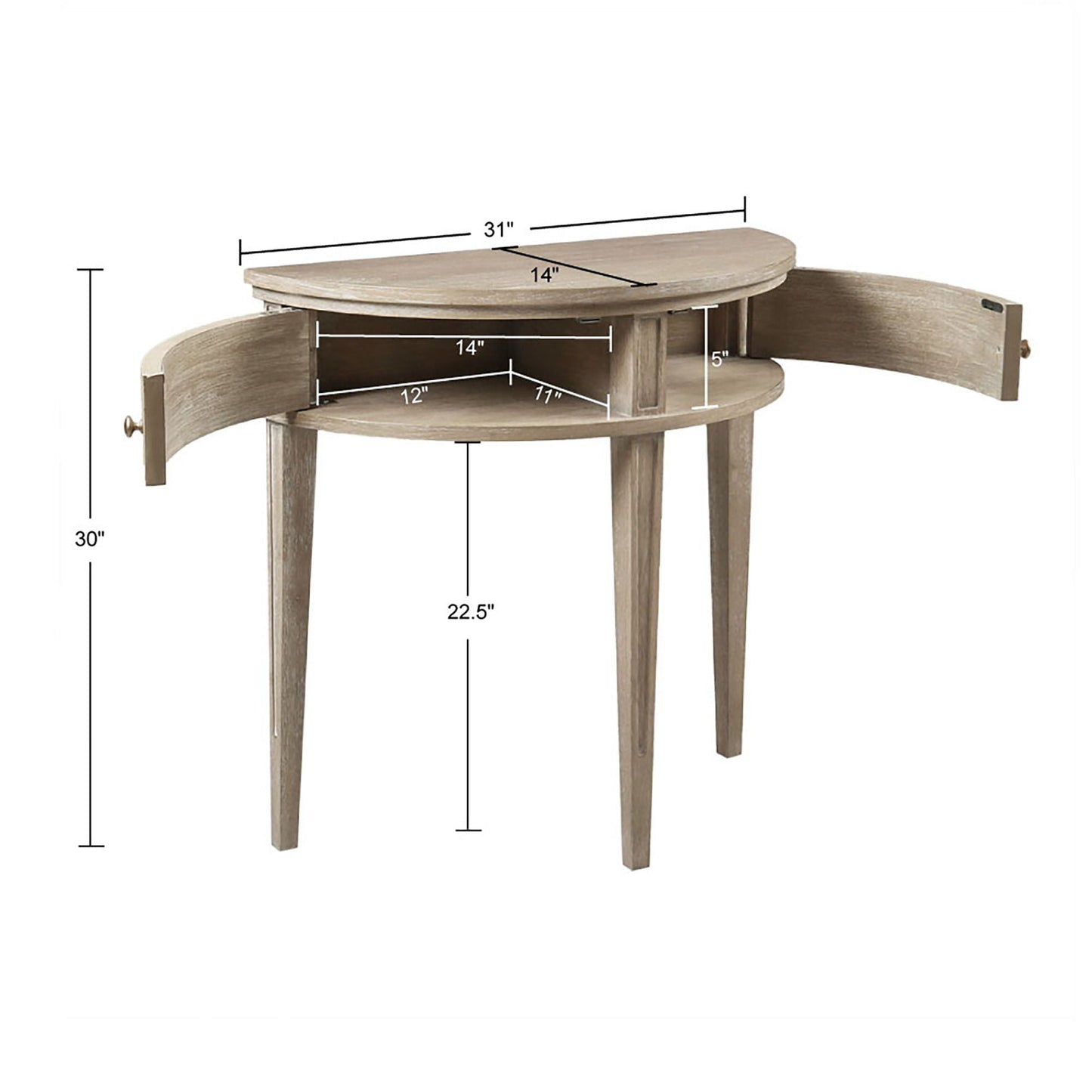 Vintage Storage Console Table With Elegant Farmhouse Charm - Reclaimed Wheat JLA