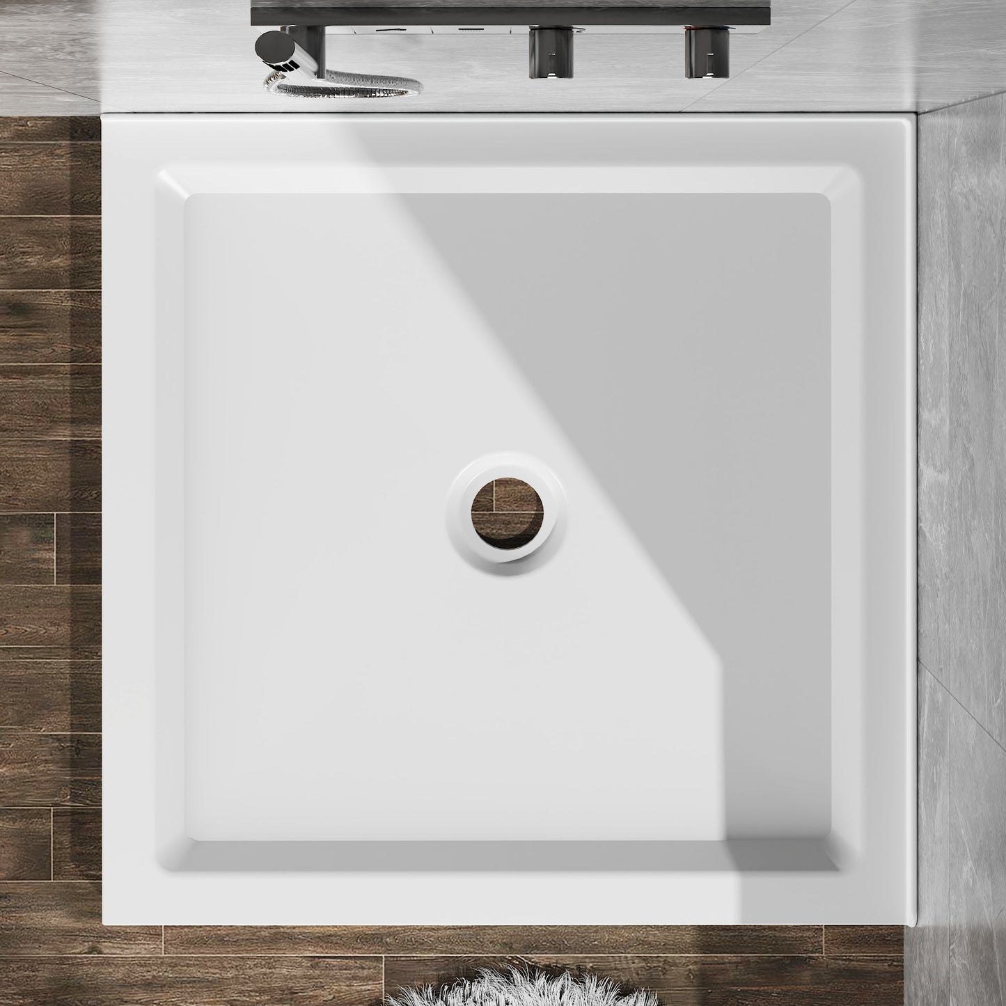 Anti Slip Double Threshold Shower Base - White Daily Nest