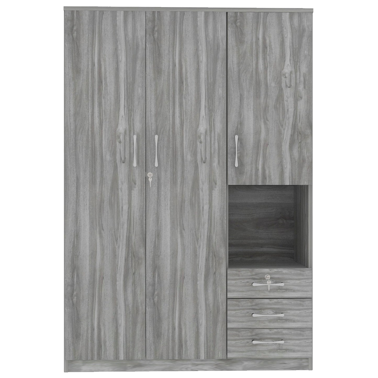 2 Doors Wardrobe Storage For Bedroom With Shelves And 3 Drawers