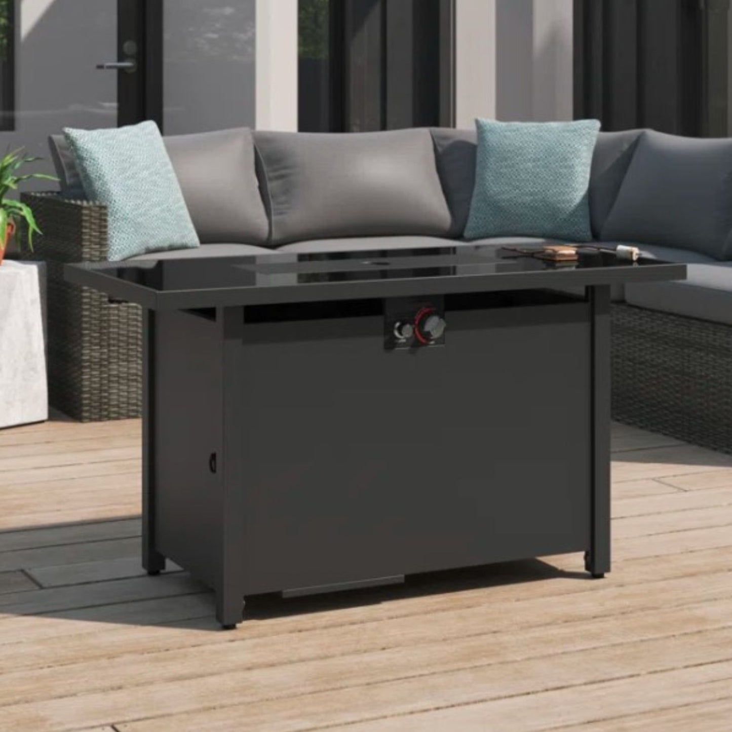 Outdoor Fire Pit Table With Lid - Dark Gray LSI Patio Furniture