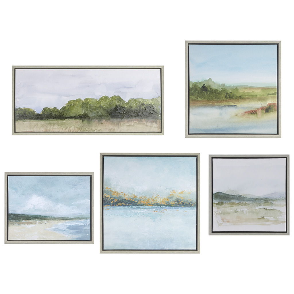 Vista - Framed Embellished Canvas Gallery (Set of 5) - Multi Madison Park