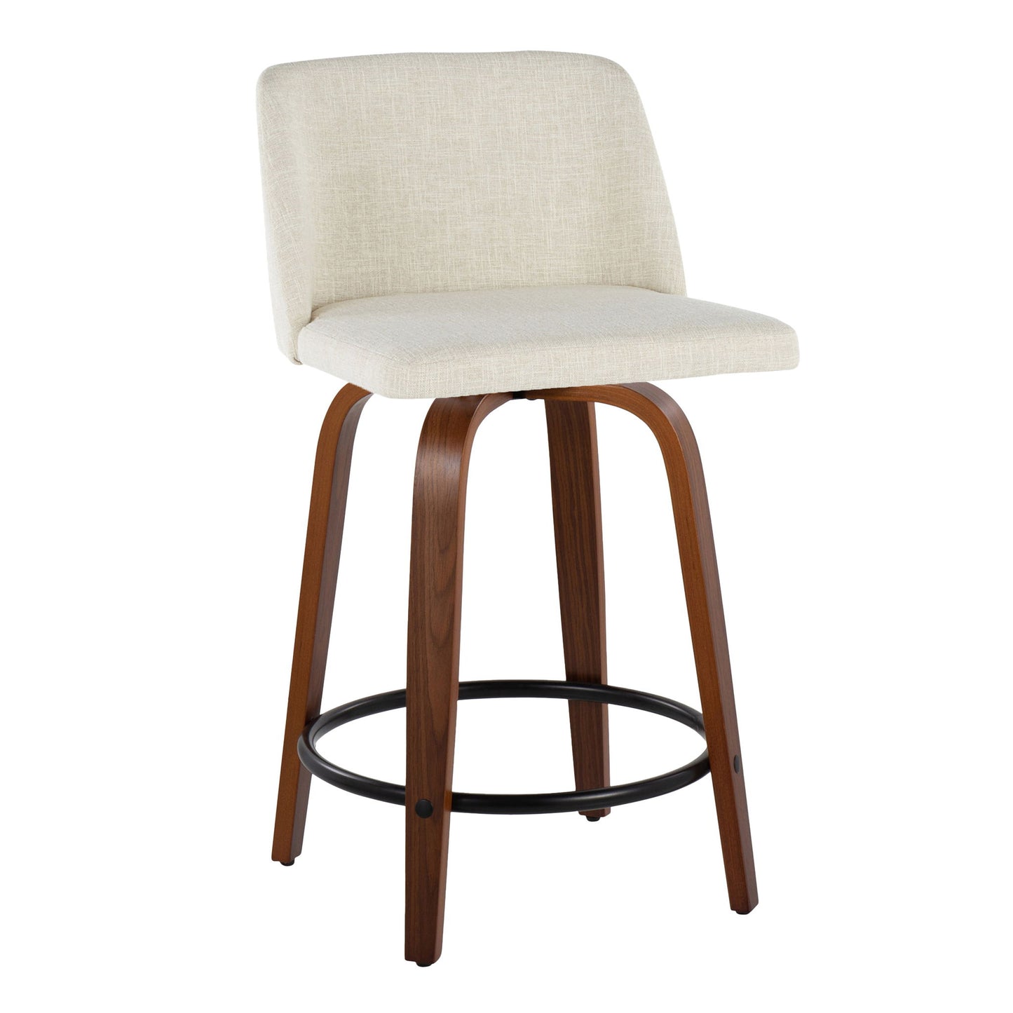 Toriano - Contemporary Fixed Height Counter Stool Swivel With Round Footrest (Set of 2) Lumi Source