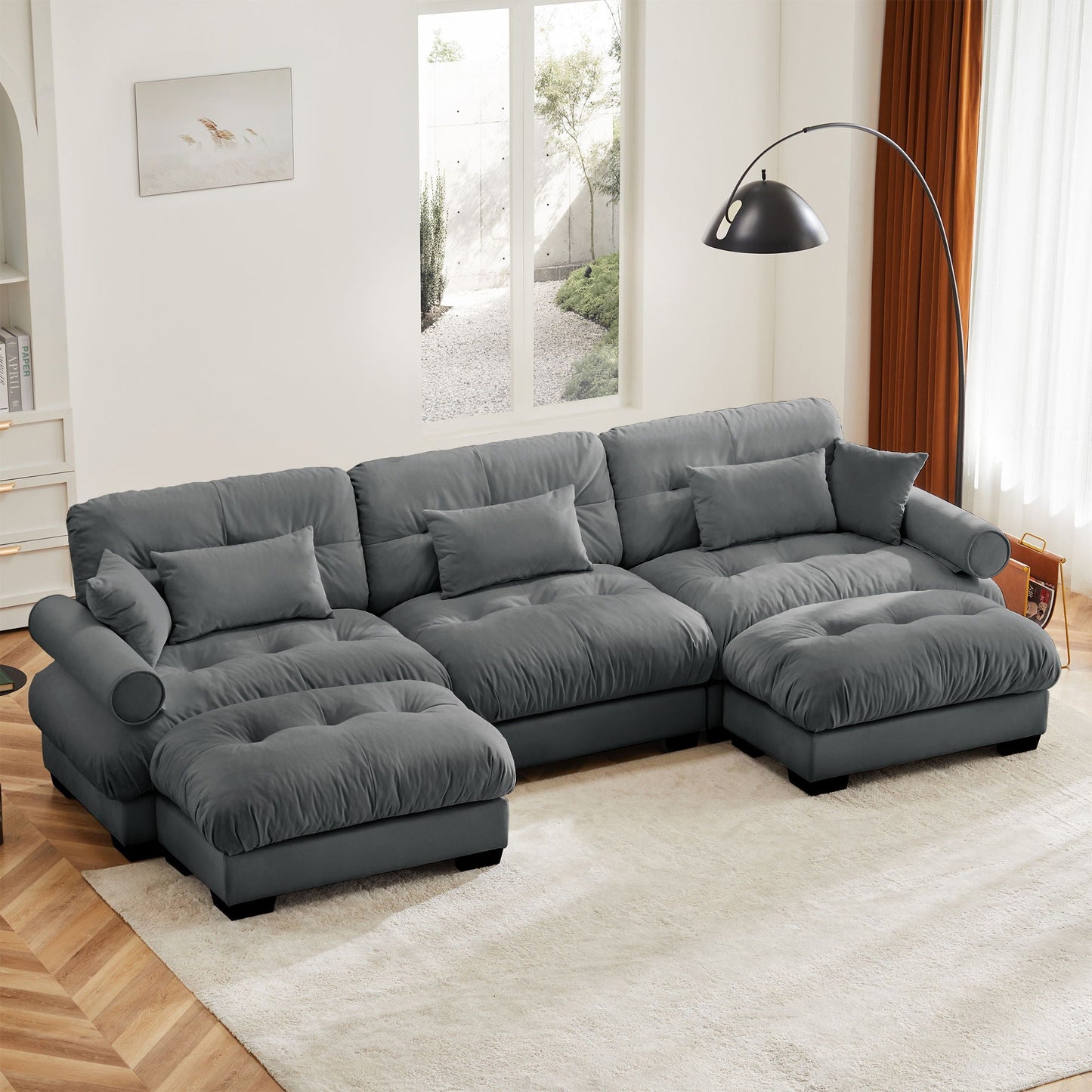 Super Comfort Oversized Modular Sectional Sofa With Movable Ottoman - Snoozhouse