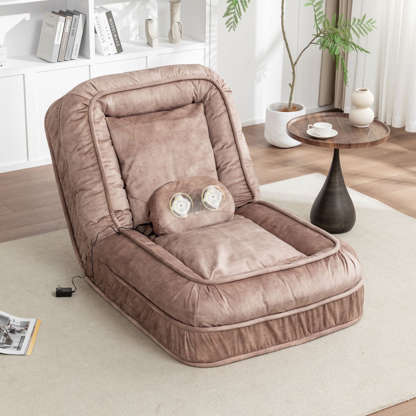Upholstered Human Dog Bed And Pets, Bean Bag Floor Sofa With Massage Pillow, 5 Adjustable Positions & 2 Soft Pillows Home Essentials
