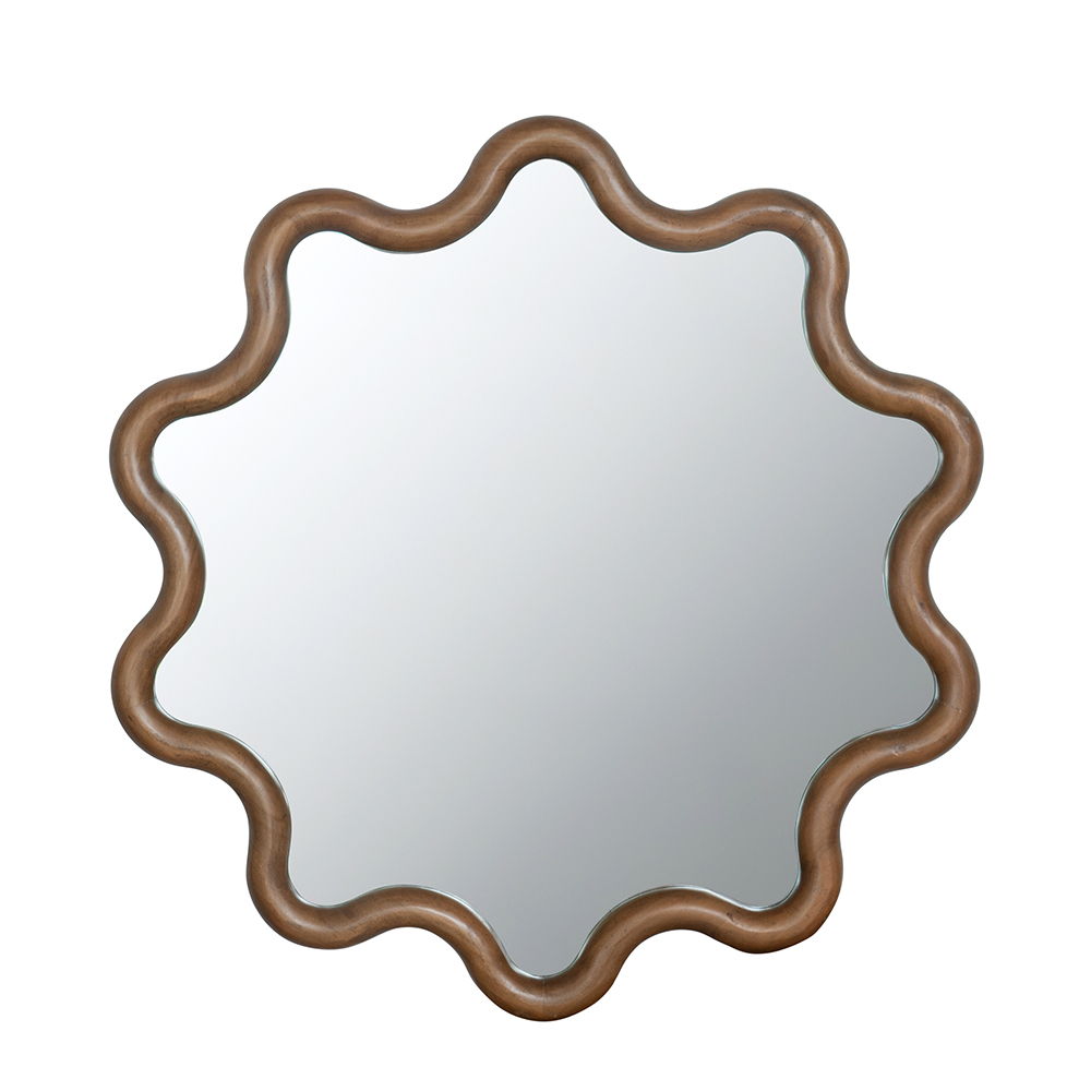 Wooden Accent Mirror With Unique Frame, Wall Mirror For Living Room Bedroom Entryway - Brown Daily Nest