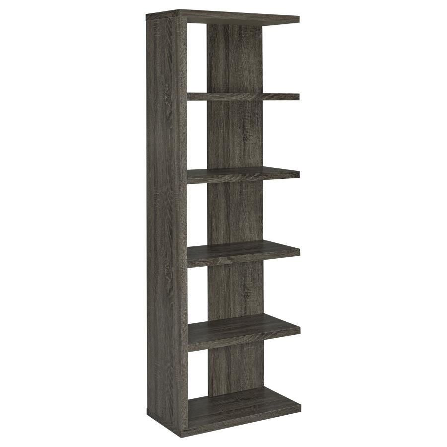 Harrison - 5-Shelf Bookshelf - Weathered Gray CoasterEveryday