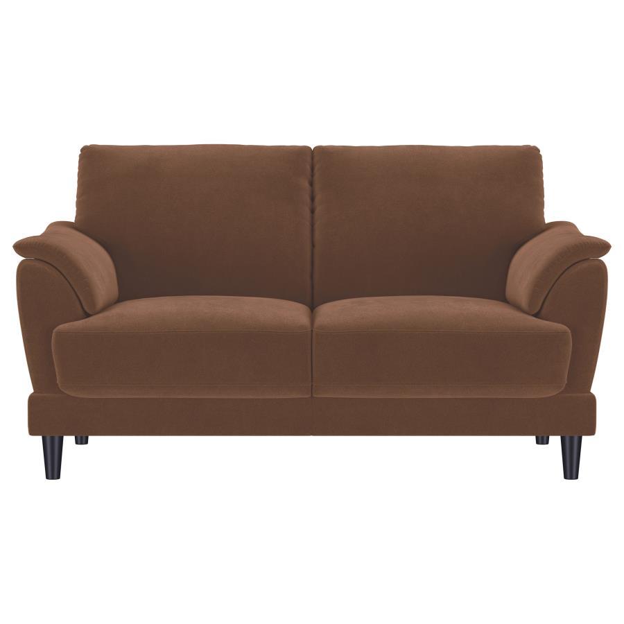 Selma - Velvet Upholstered Crescent Arm Loveseat - Rust Coaster Fine Furniture