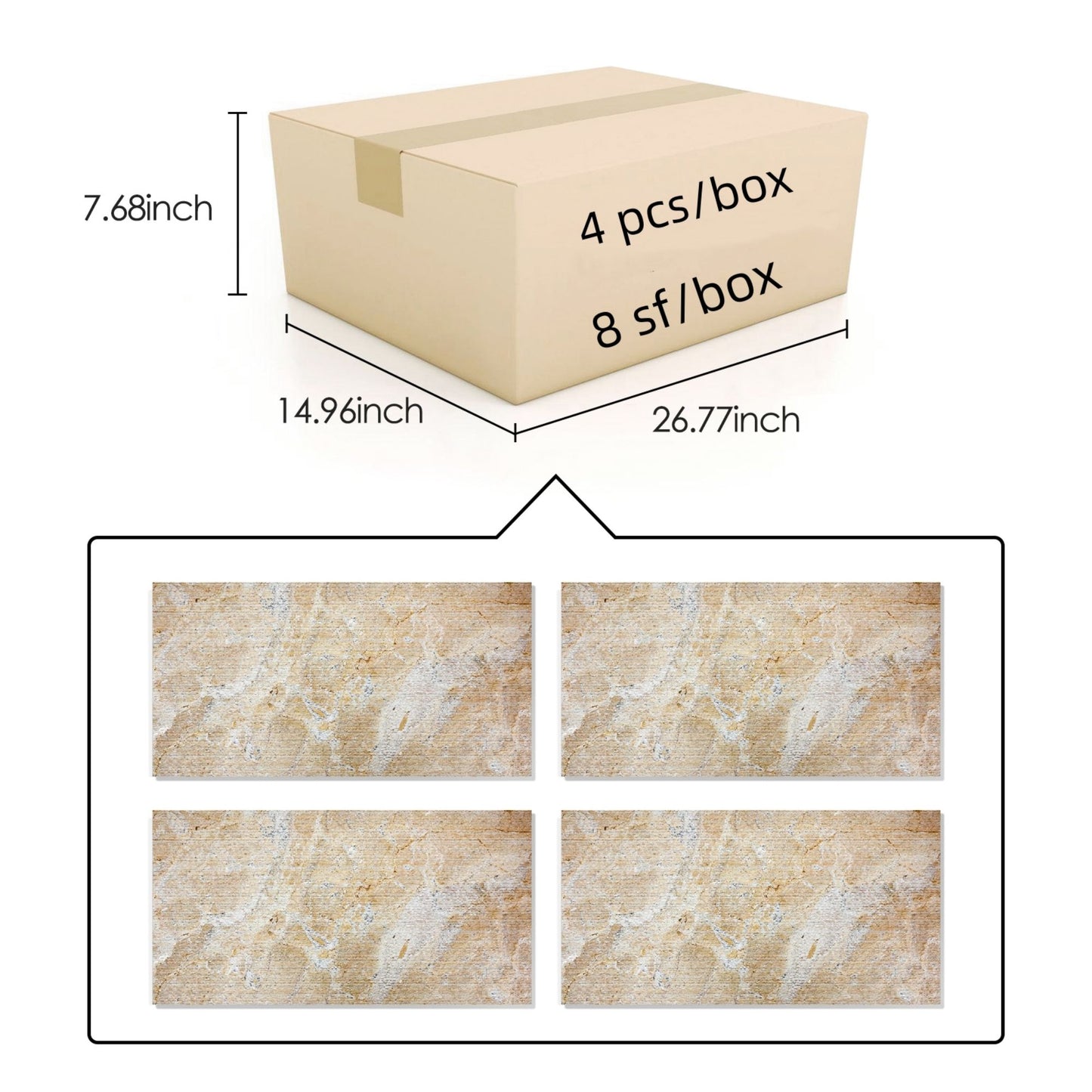 Textured Finished, 3D Tiles For Wall Decoration (Set of 4) Daily Nest