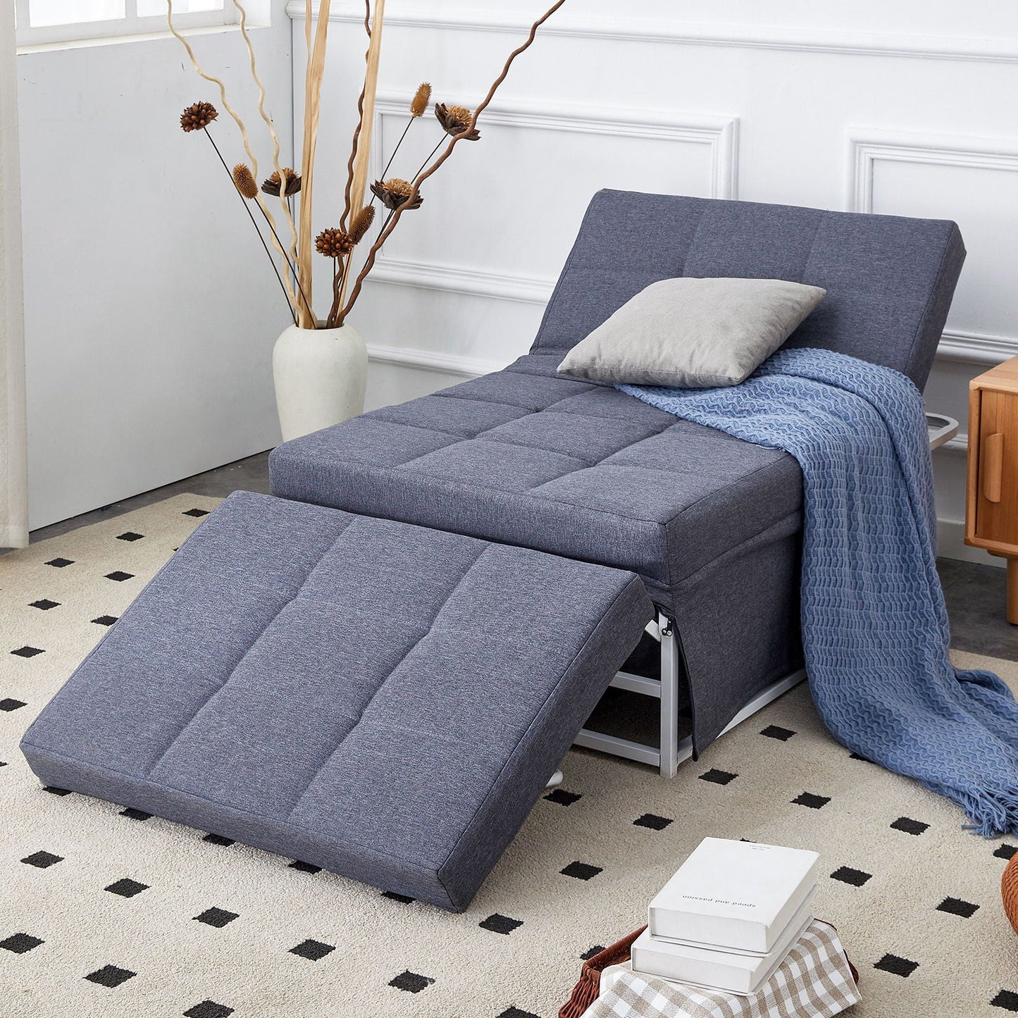 Modern Convertible Sofa Bed 4 In 1 Folding Ottoman Sleeper With Adjustable Backrest Home Essentials
