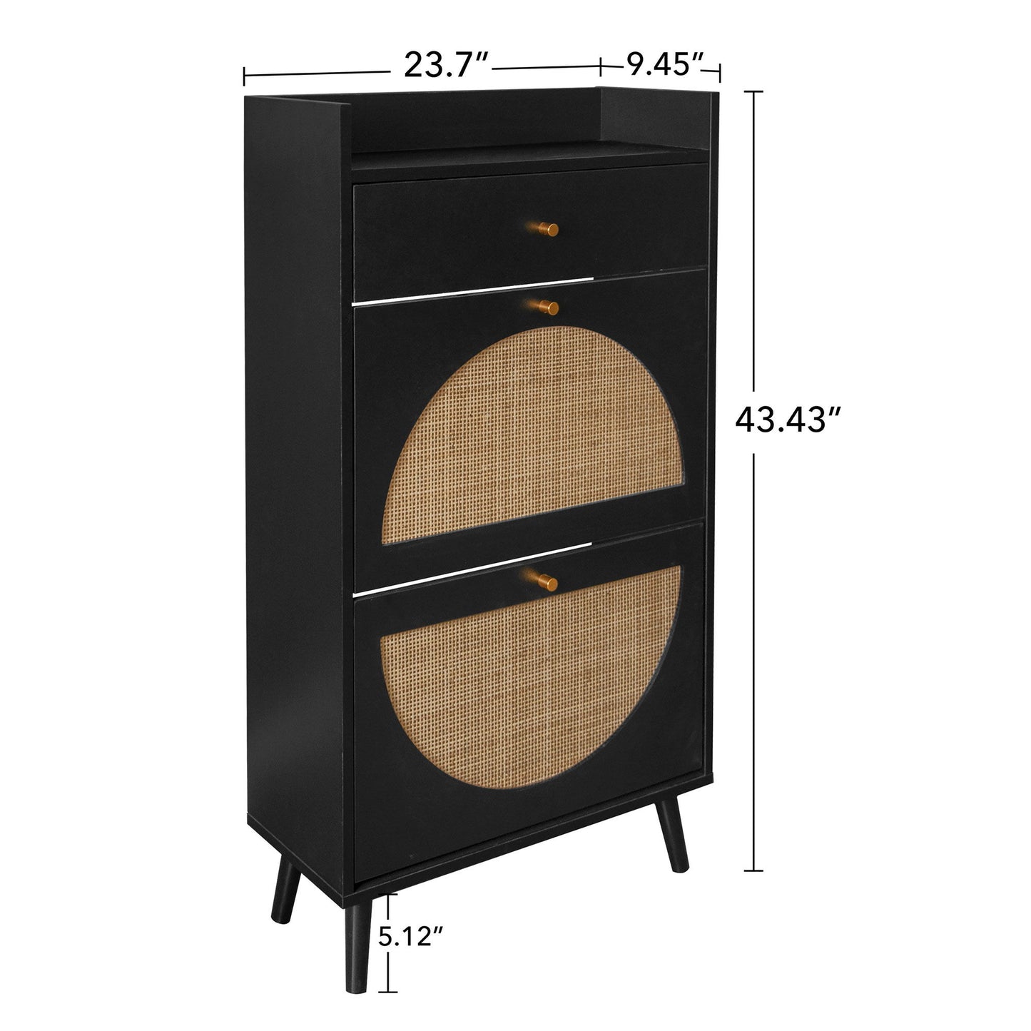 Allen - Rattan 2 Door 1 Drawer Cabinet Shoe Rack For Entrance Daily Nest