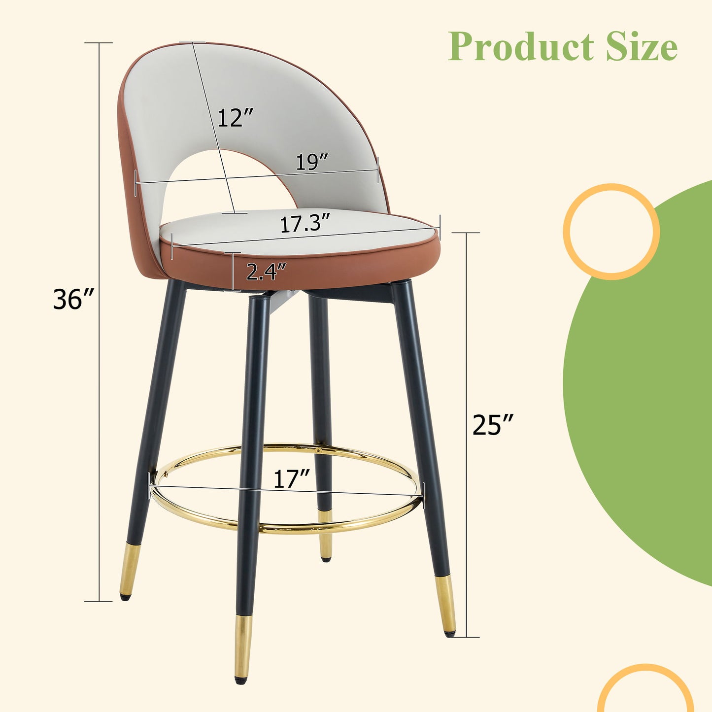 Upholstered Rotatable Bar Chair With Metal Legs For Dining Room Home Essentials