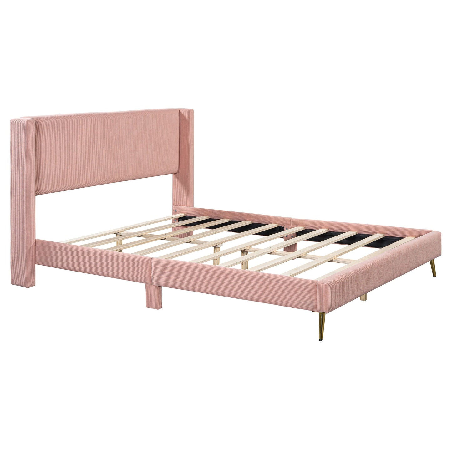 Platform Contemporary Bed With Legs And Upholstered Headboard DreamHaus