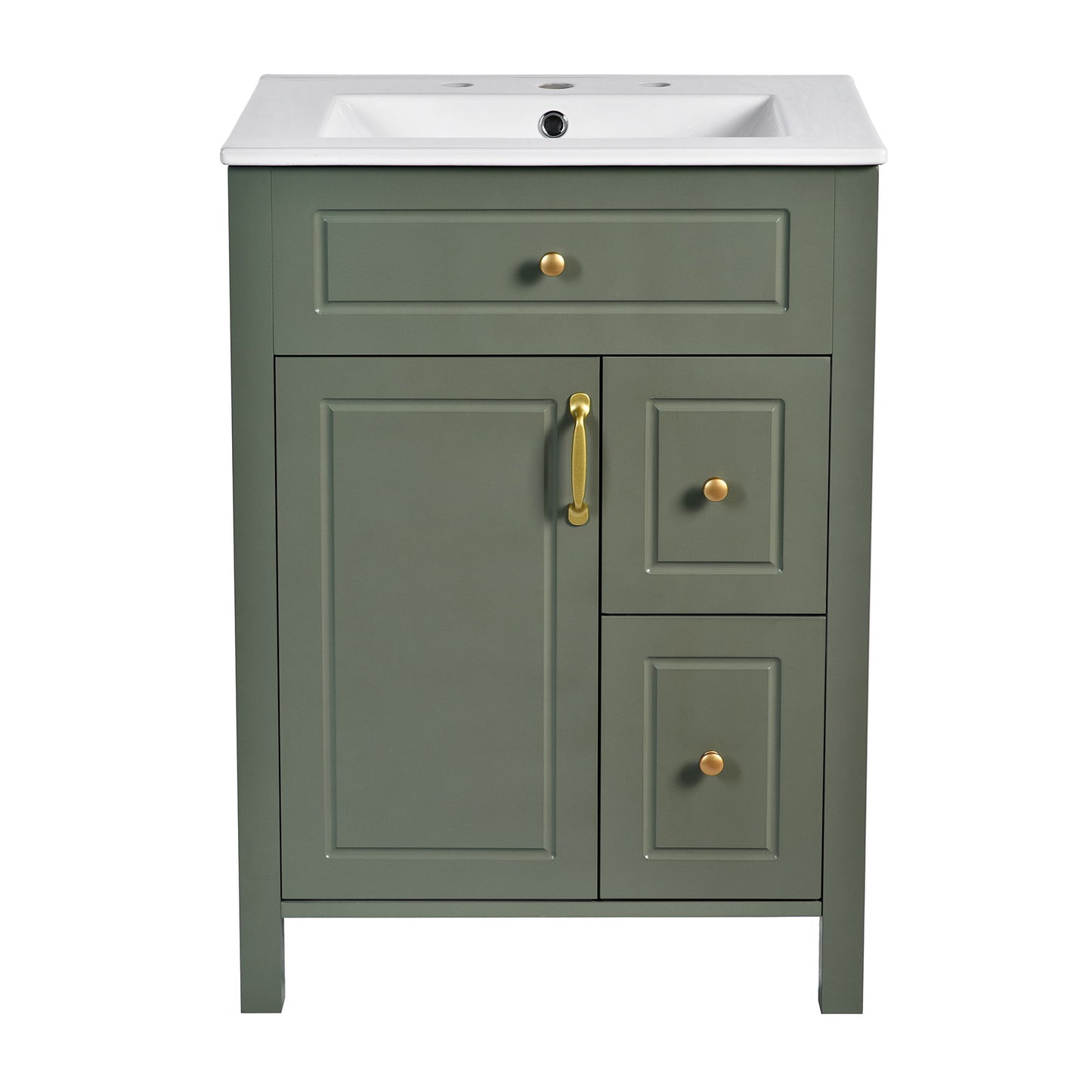 Elegant Bathroom Vanity With Ceramic Sink, Soft Close Doors And Drawers, Double Storage Racks Hearth and Haven