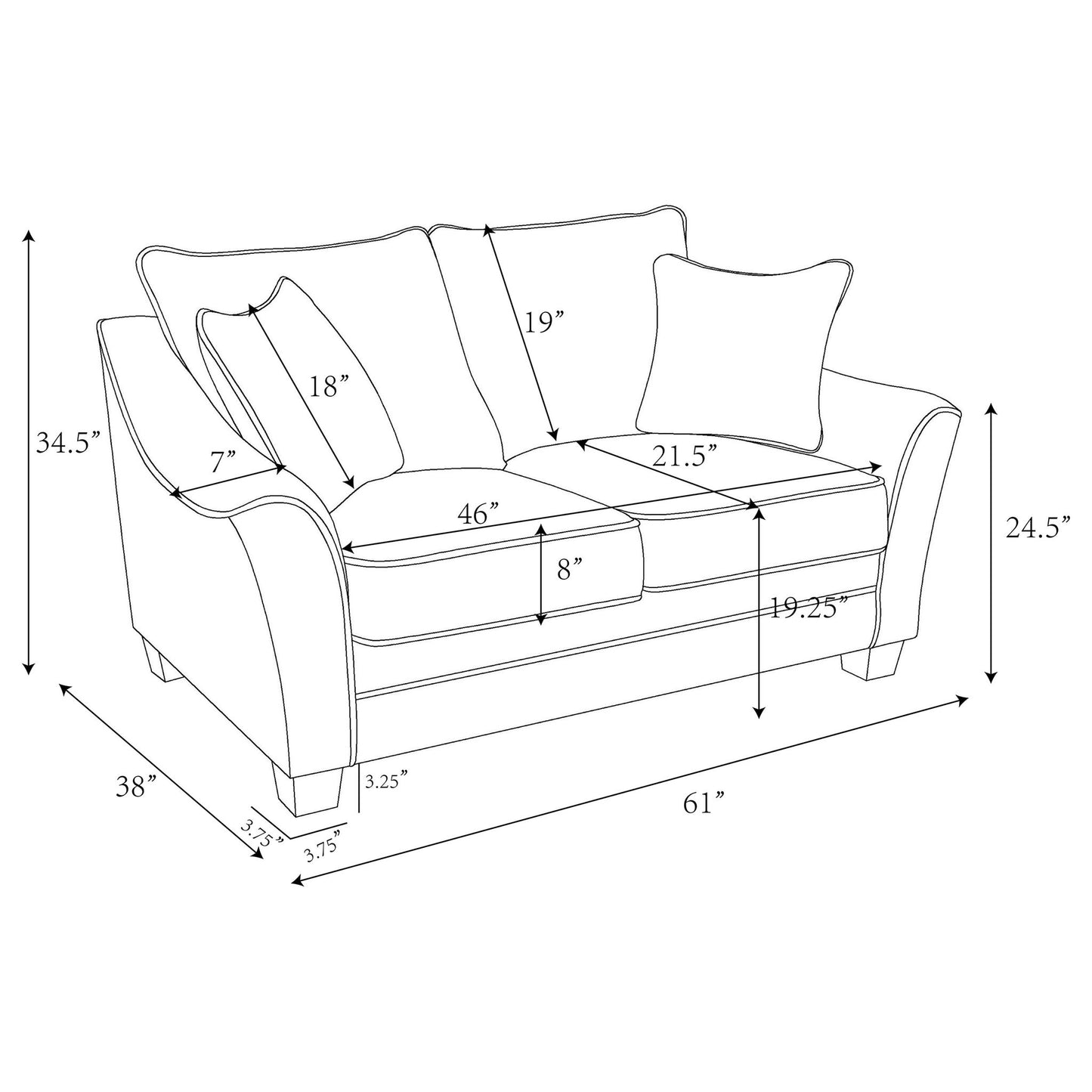 Lido - Upholstered Loveseat With Tapering Block Legs - Light Gray Furniture Max
