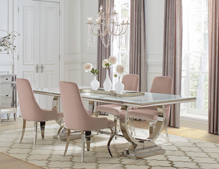 Antoine - Rectangle Glass Top Dining Table Set CoasterElevations