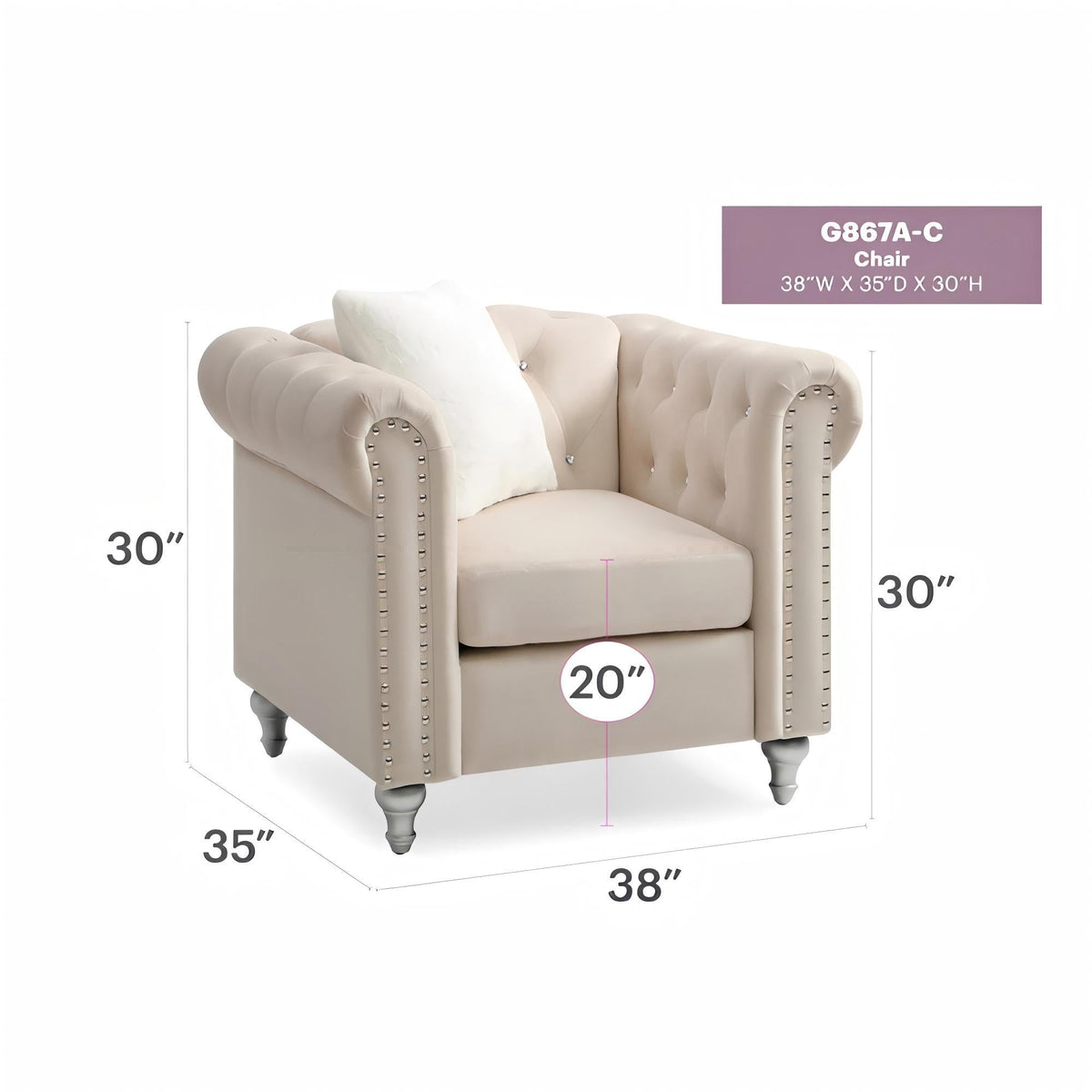 Single Seater Armchair - Beige Glory Furniture