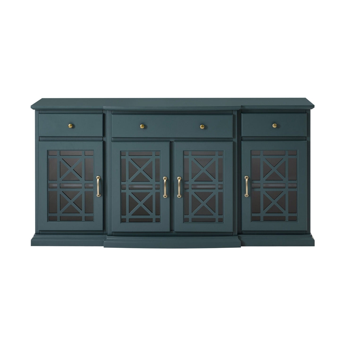 Classic Fretwork Detailed Glass Door Sideboard Walker Edison