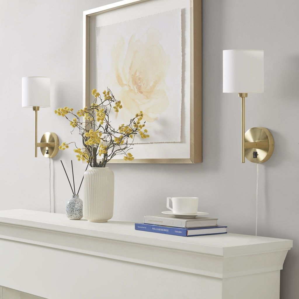 Conway - Metal Wall Sconce With Cylinder Shade (Set of 2) - Gold 510 Design