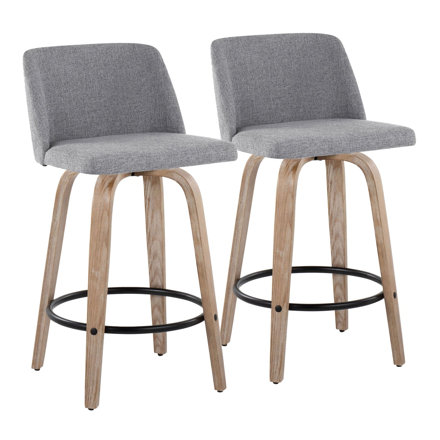 Toriano - Contemporary Fixed-Height Counter Stool & Swivel With Round Footrest (Set of 2) Lumi Source