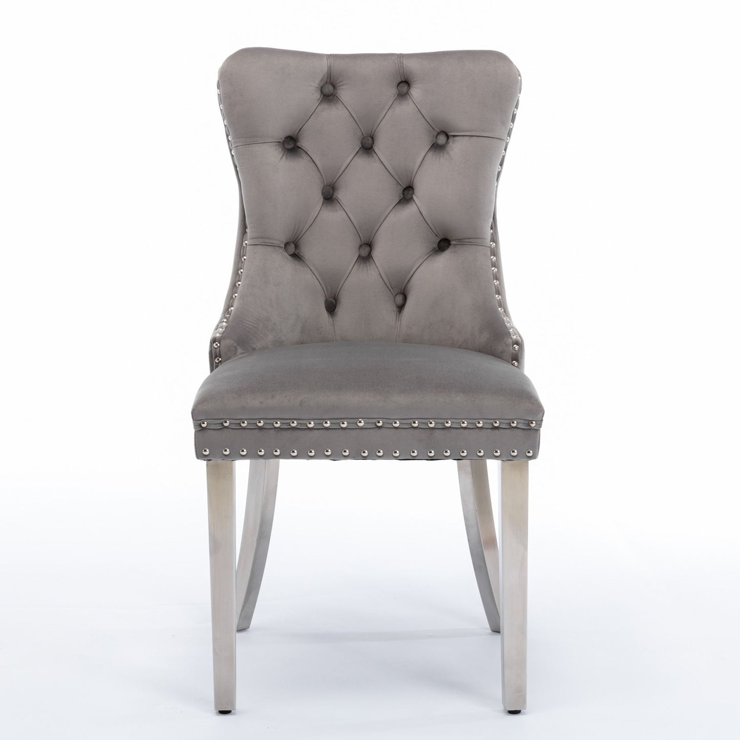 Nikki - Modern, High-End Tufted Solid Wood Contemporary Velvet Upholstered Dining Chair With Chrome Stainless Steel Plating Legs, Nailhead Trim (Set of 2) Home Essentials