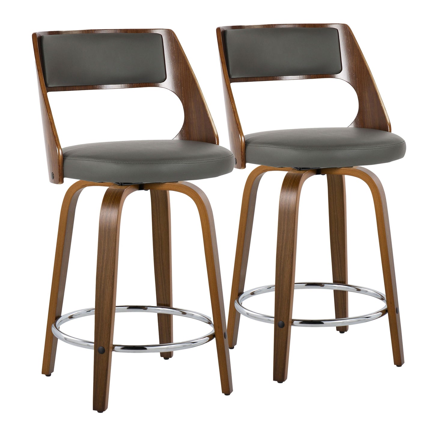 Cecina - Mid-Century Modern Fixed Height Counter Stool With Swivel And Round Footrest (Set of 2) Lumi Source