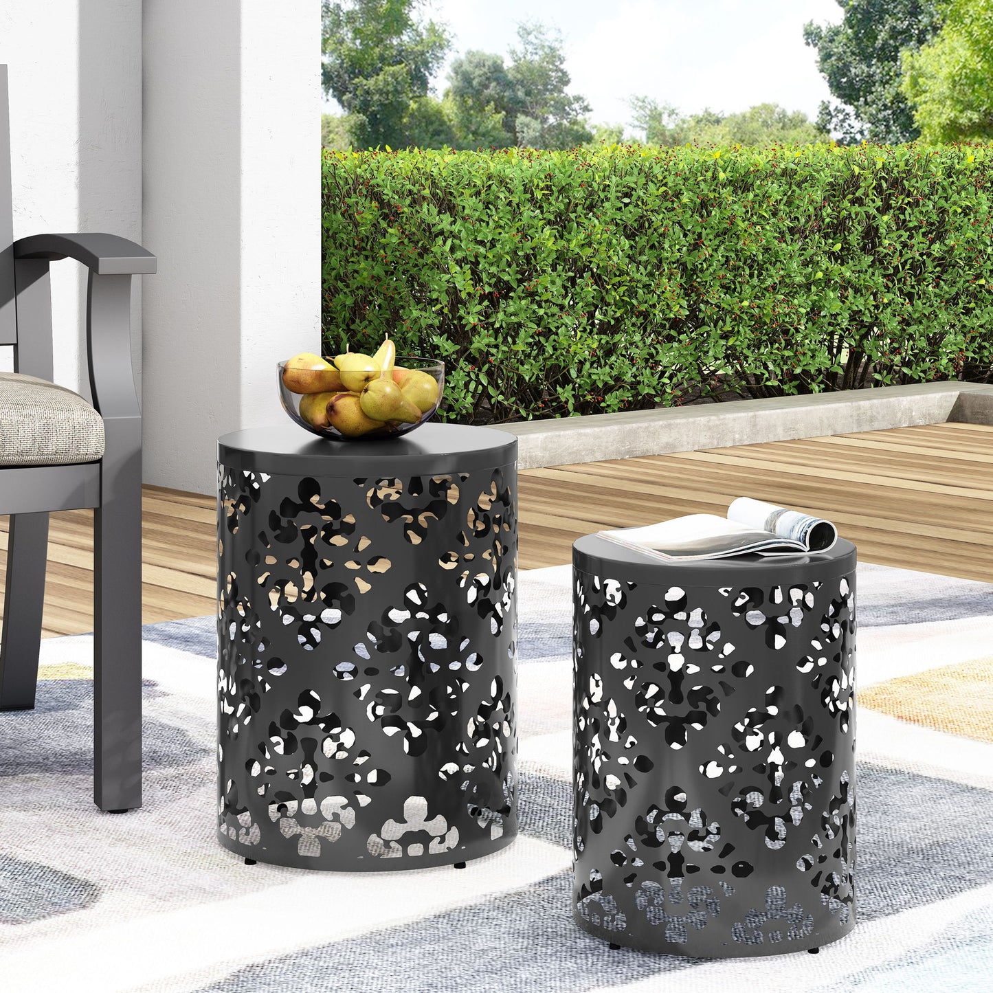 Outdoor Metal Modern Design End Table Noble House