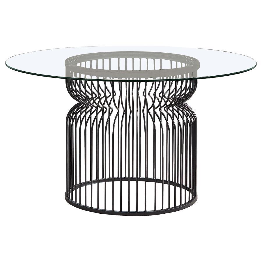 Granvia - Round Glass Top Metal Dining Table - Gunmetal Coaster Fine Furniture