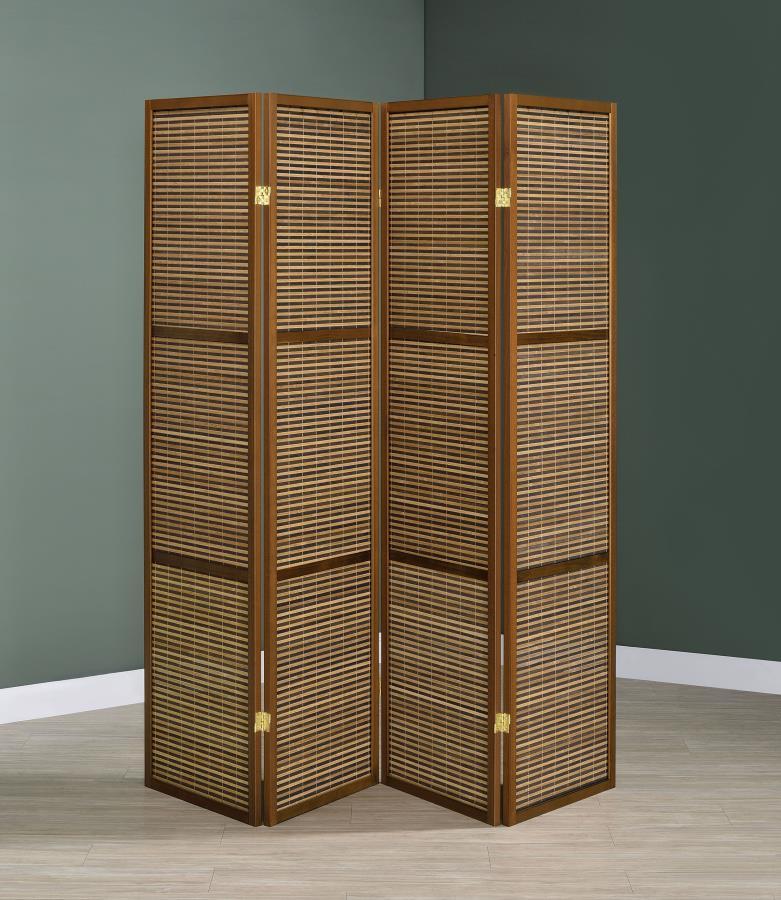 Browning - 4-Panel Bamboo Room Divider Folding Screen - Walnut Coaster Fine Furniture