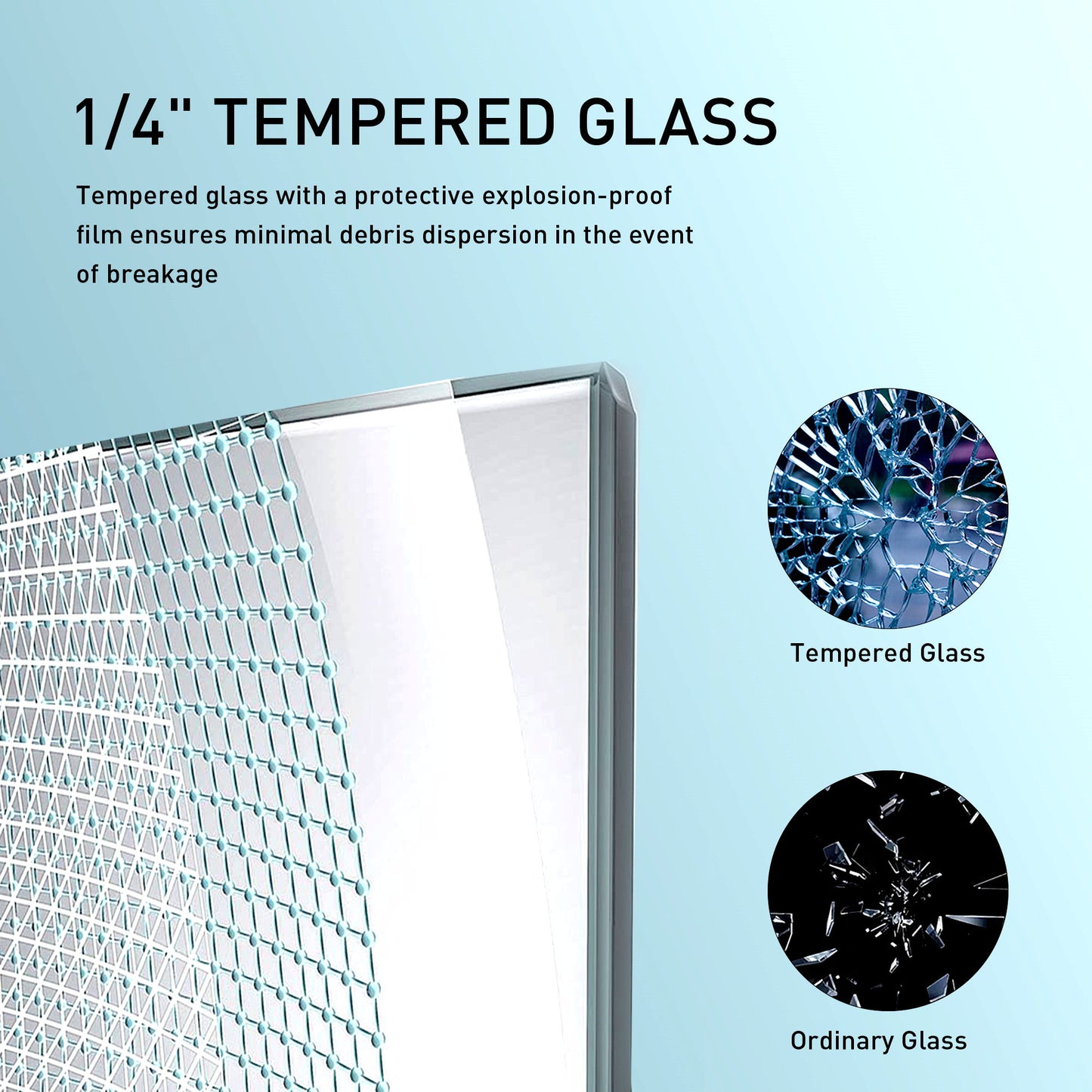 Frameless Soft-Closing Shower Door, 1/4" (6 Mm) Tempered Glass Single Sliding With Explosion Proof Coating Daily Nest
