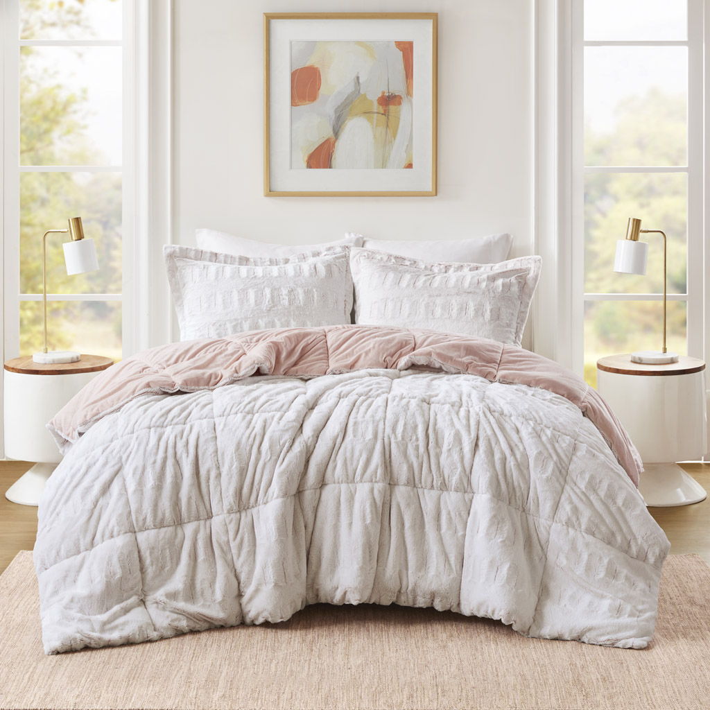 Gia - Back Print Long Comforter Mini Set - Blush Madison Park