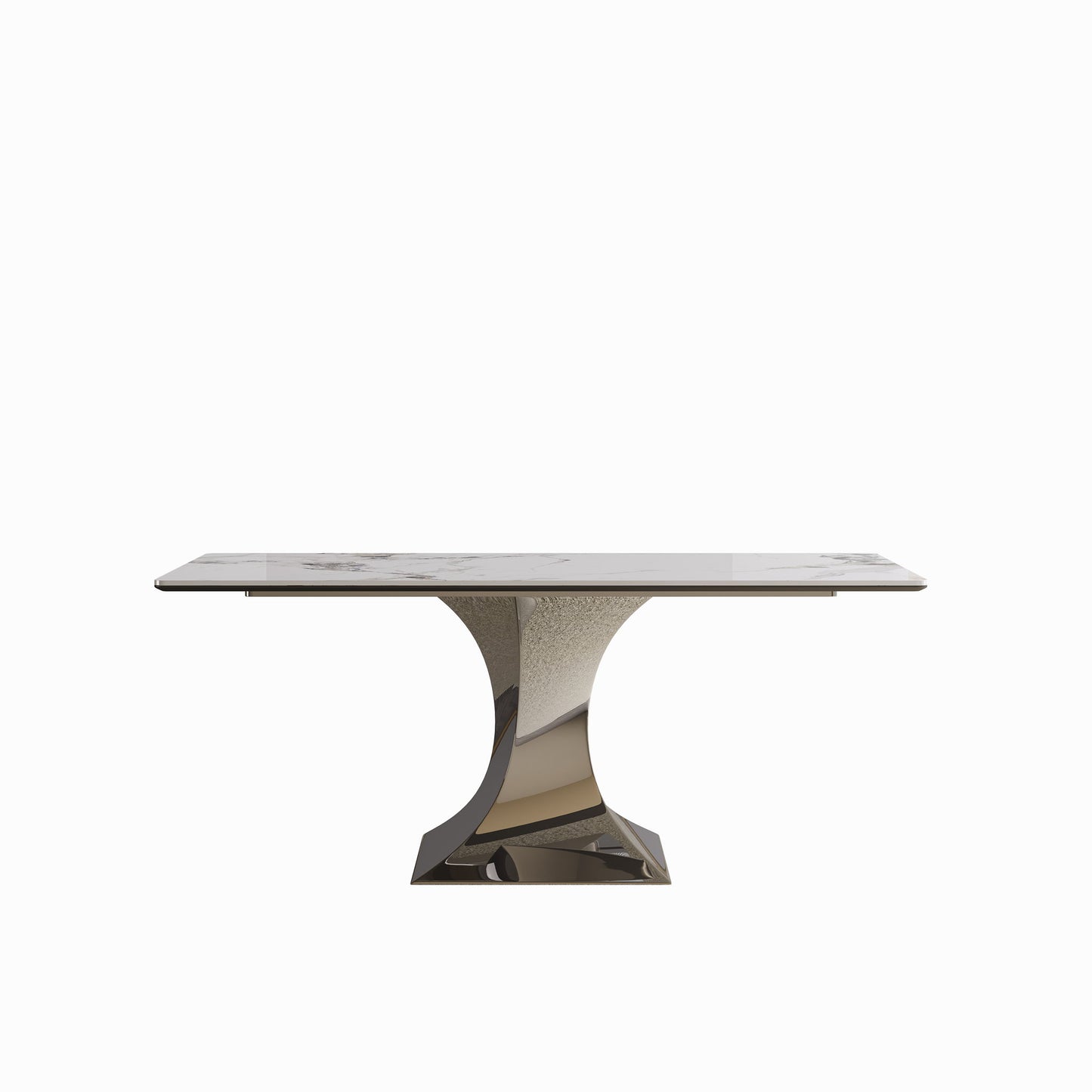 Modern Rectangular Dining Table For 6 - 8, Plated Hourglass Base Home Essentials
