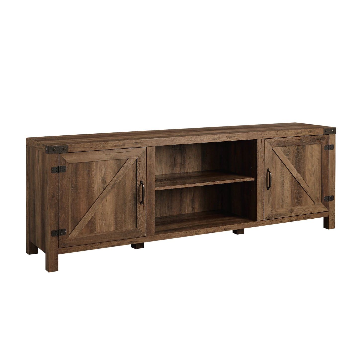 Rustic Farmhouse Double Barn Door 70" TV Stand For 80" TVs With Center Shelves Walker Edison