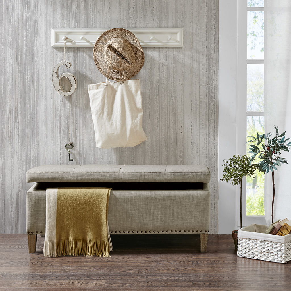 Shandra II - Tufted Top Storage Bench - Light Gray Madison Park