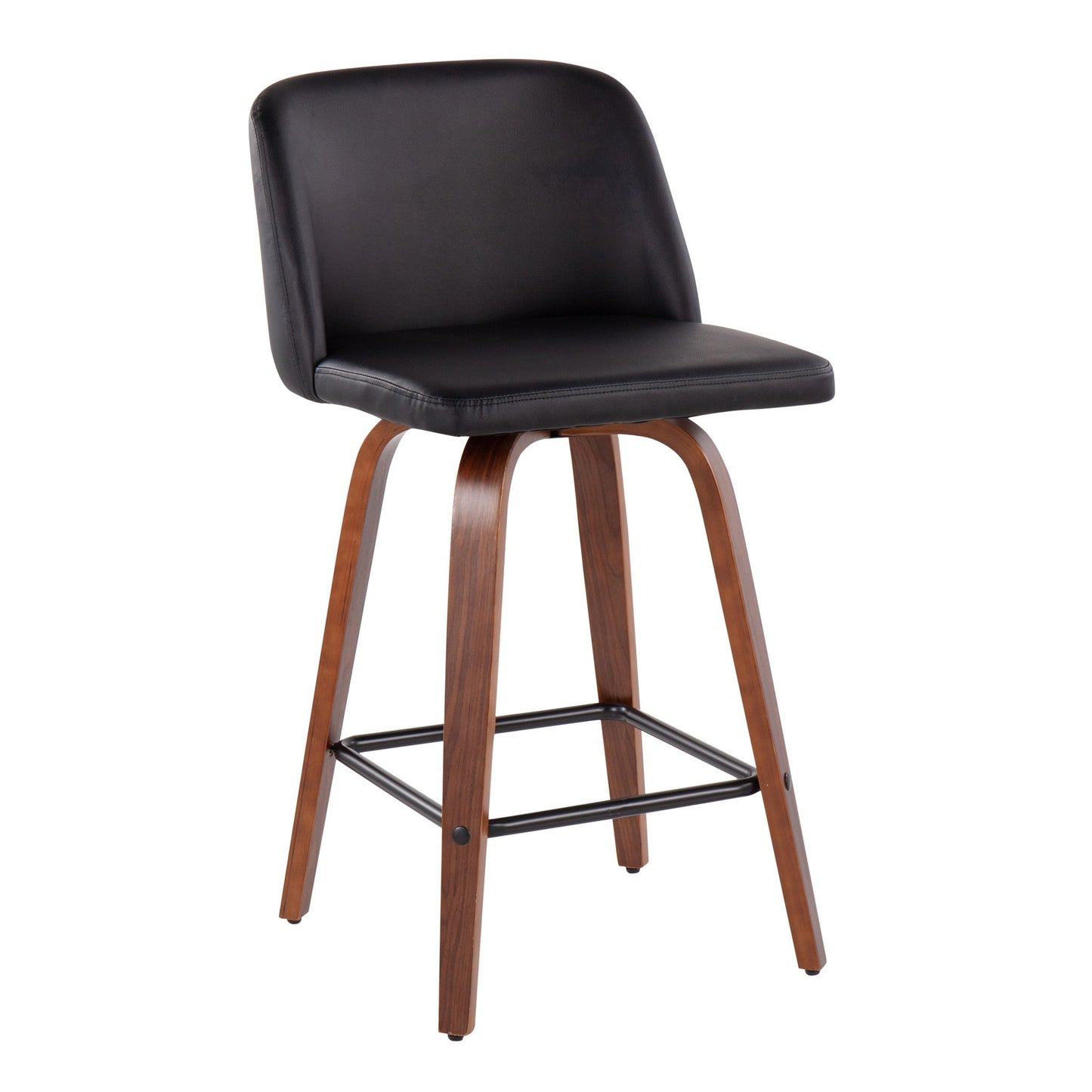 Toriano - Mid Century Modern Fixed Height Counter Stool & Square Footrest (Set of 2) Lumi Source