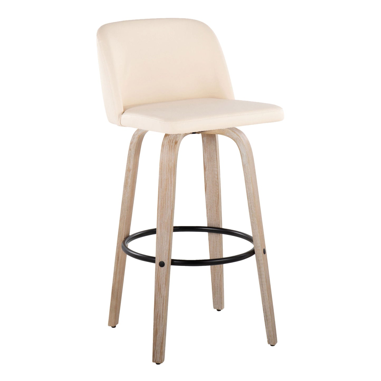 Toriano - Mid-Century Modern Fixed Height BarStool With Round Footrest (Set of 2) Lumi Source