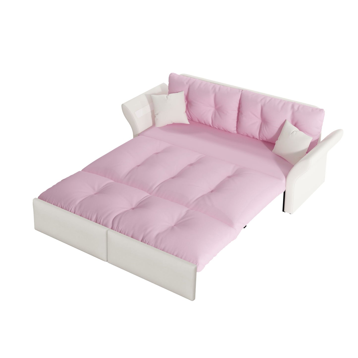 Queen Pull Out Sofa Bed, 3 In 1 Convertible Sleeper Tufted With 2 Soft Pillows Home Essentials