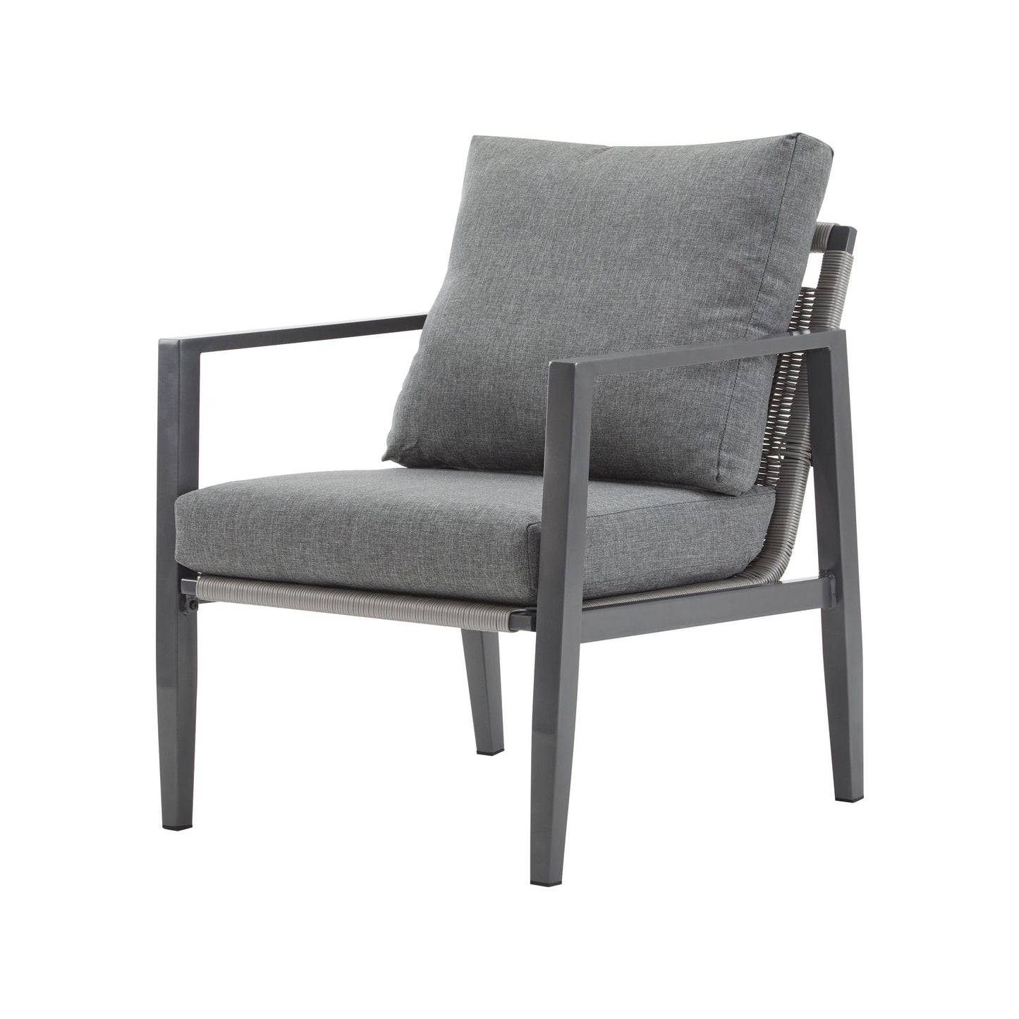 Modern Lounge Chair With Rope Accents And Cushions Noble House