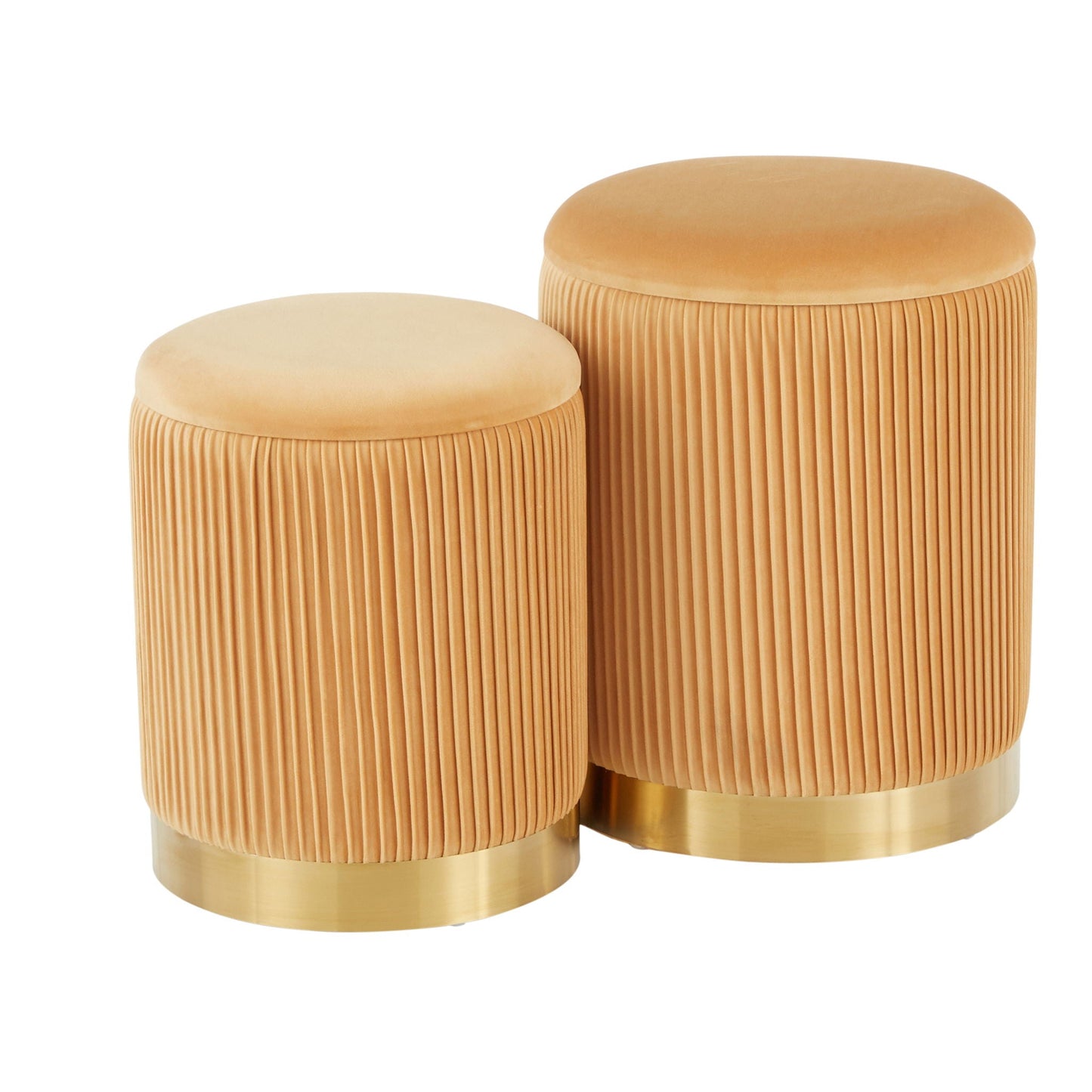 Marla - Contemporary Nesting Pleated Ottoman Set Lumi Source