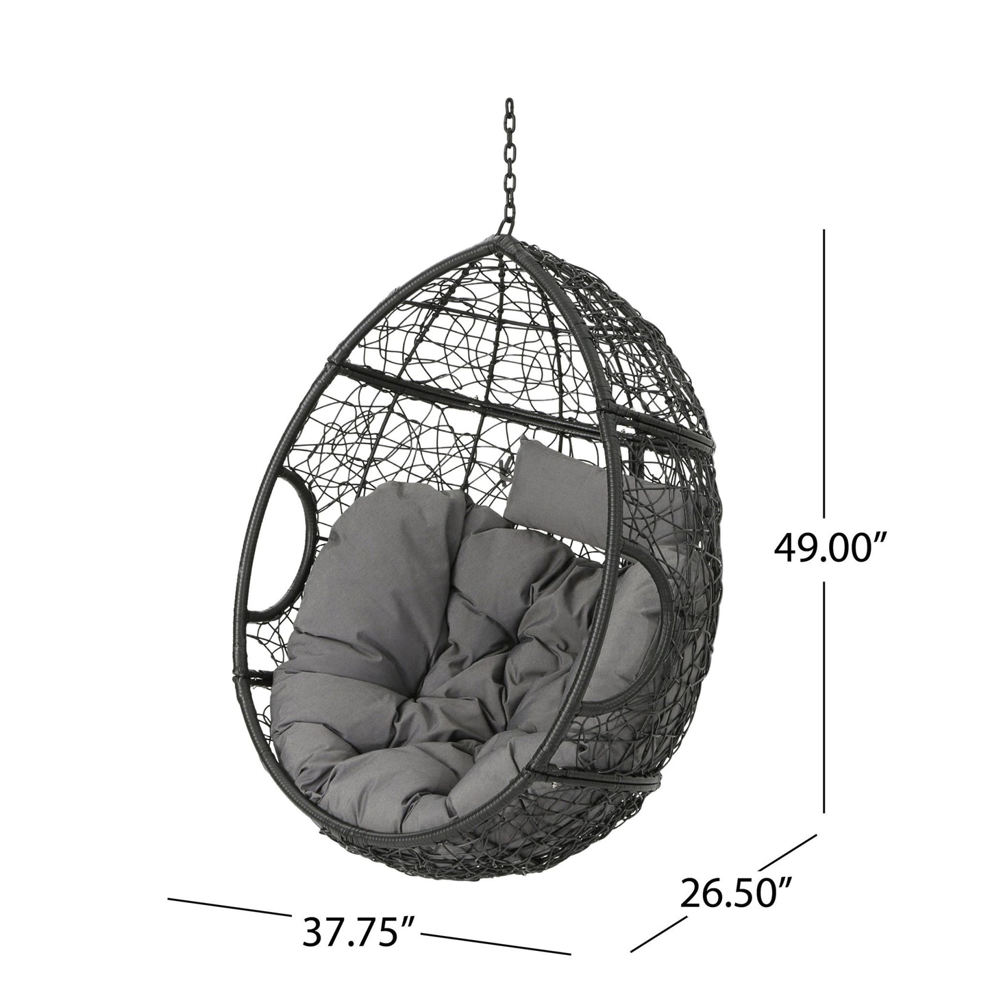 Kylie - Boho Style Hanging Basket Chair Rattan With Water Resistant Cushions Noble House