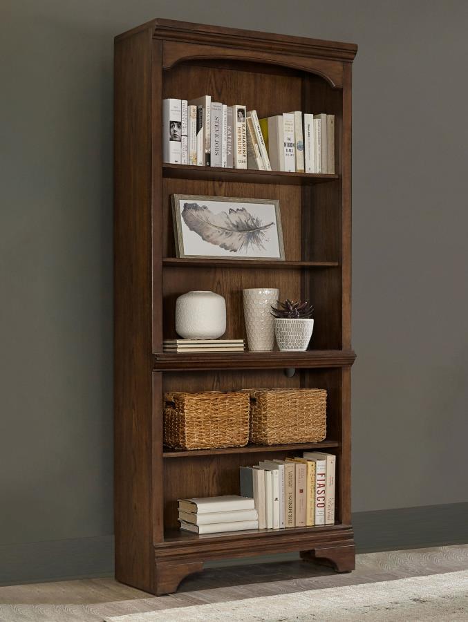 Hartshill - 5-Shelf Bookcase - Burnished Oak CoasterElevations