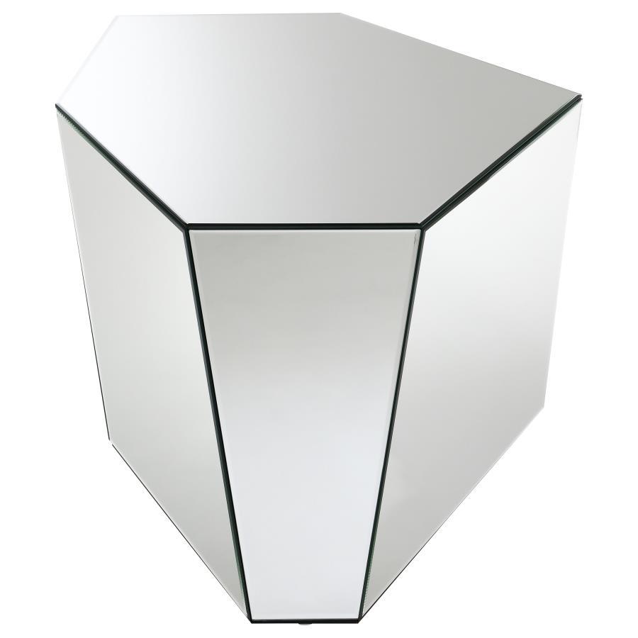 Capella - Mirrored Abstract Geometric End Table - Silver Coaster Fine Furniture