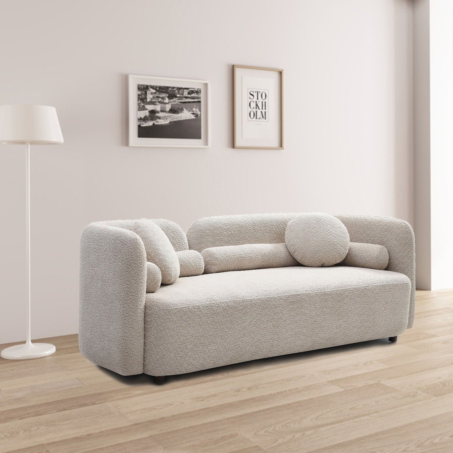 2 Seater Sofa Couch For Living Room - Light Beige Home Essentials
