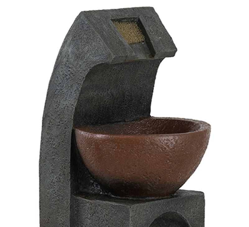 Sculptural Water Fountain With Bowl Basin, With Light And Pump, For Indoor And Outdoor - Brown / Black Daily Nest
