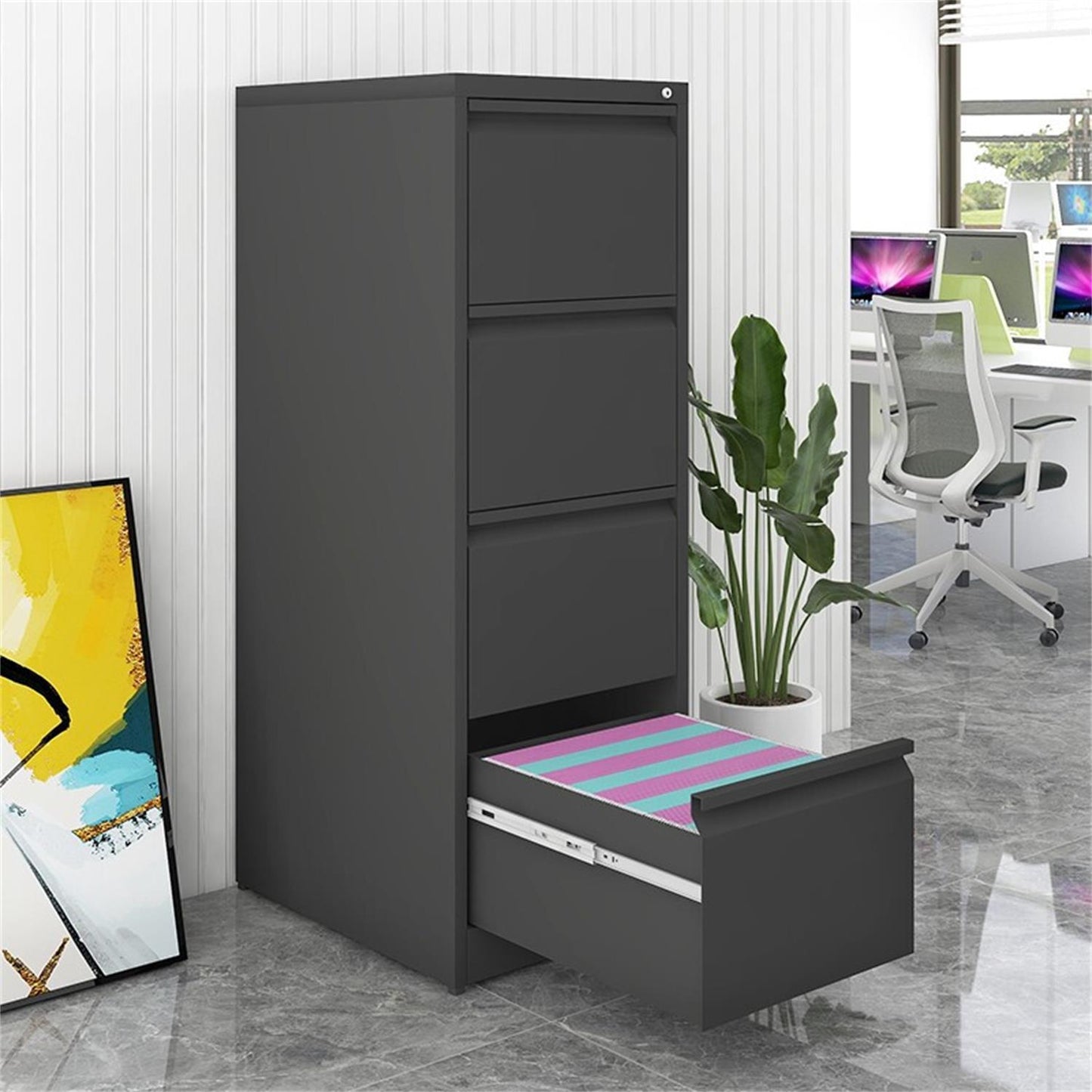 Durable Metal 3 Drawer File Cabinet With Lock For Office Storage Home Essentials
